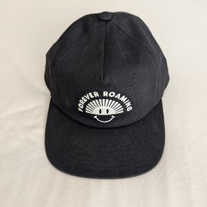 Roark Black Cap with Embroidered Smiley